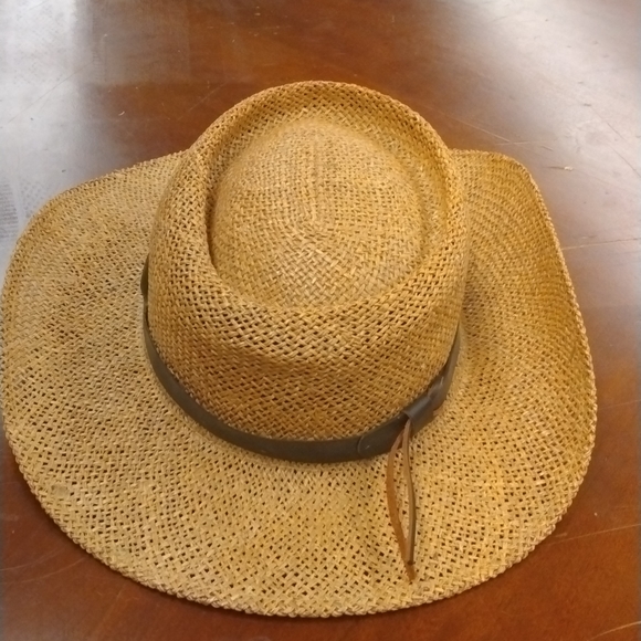 Stetson Designer Straw Hat w leather band $34+Fre - Picture 3 of 8